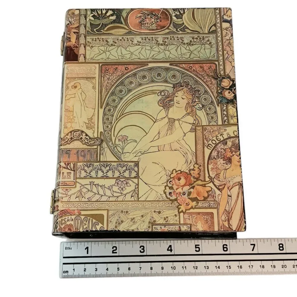 Decoupaged Laquer Box Alphonse Mucha La Peinture Laquered Trinket Jewelry Box